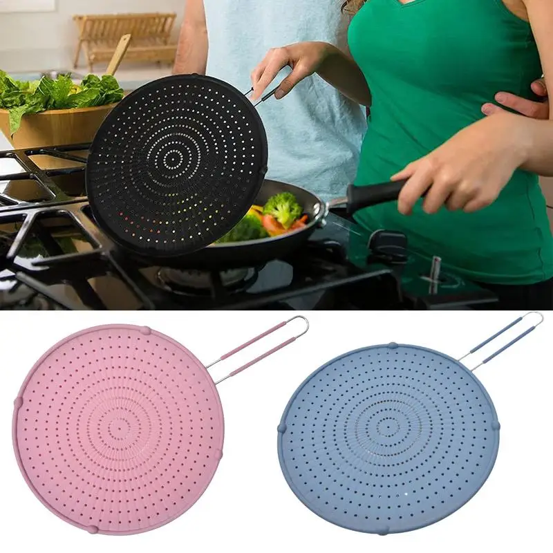 Silicone Splatter Screen Multi-Use Grease Splatter Shield With Handle Heat Resistant Oil Splash Guard Drain Board Cover Pan Lid
Silicone Splatter Screen Multi-Use Grease Splatter Shield With Handle Heat Resistant Oil Splash Guard Drain Board Cover Pan Lid