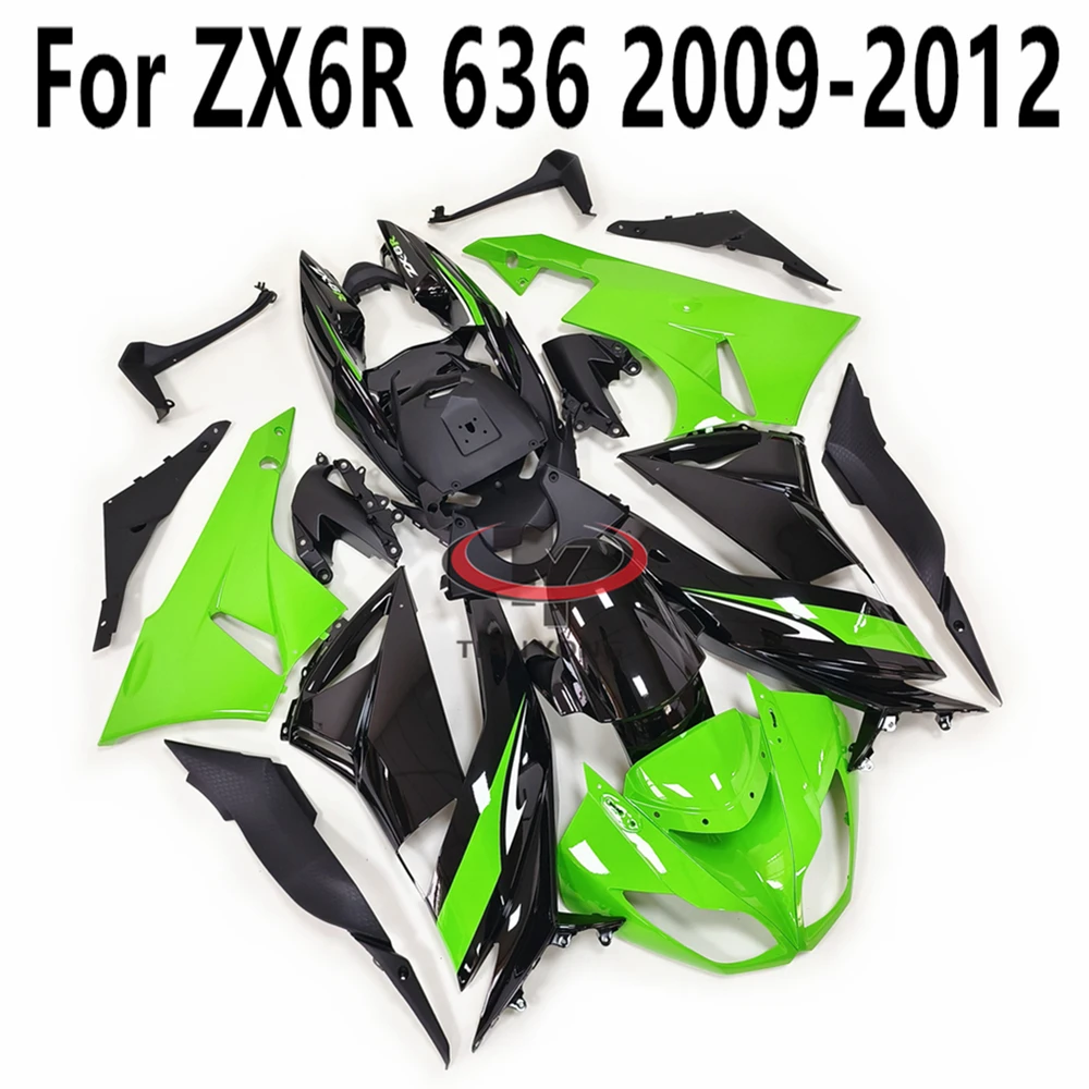 

Motorcycle Full Fairing For Ninja 636 ZX6R ZX 6R 2009-2010-2011-2012 Injection Bright green black print Bodywork Cowling Kit