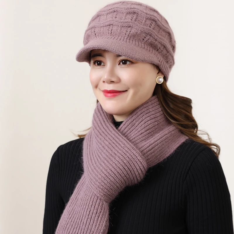 New Women Winter Hat Thick Warm Cap Add Fur Lined Hat Long Scarf Warm Set For Women Fashion Rabbit Fur Knitted Berets Hat
New Women Winter Hat Thick Warm Cap Add Fur Lined Hat Long Scarf Warm Set For Women Fashion Rabbit Fur Knitted Berets Hat