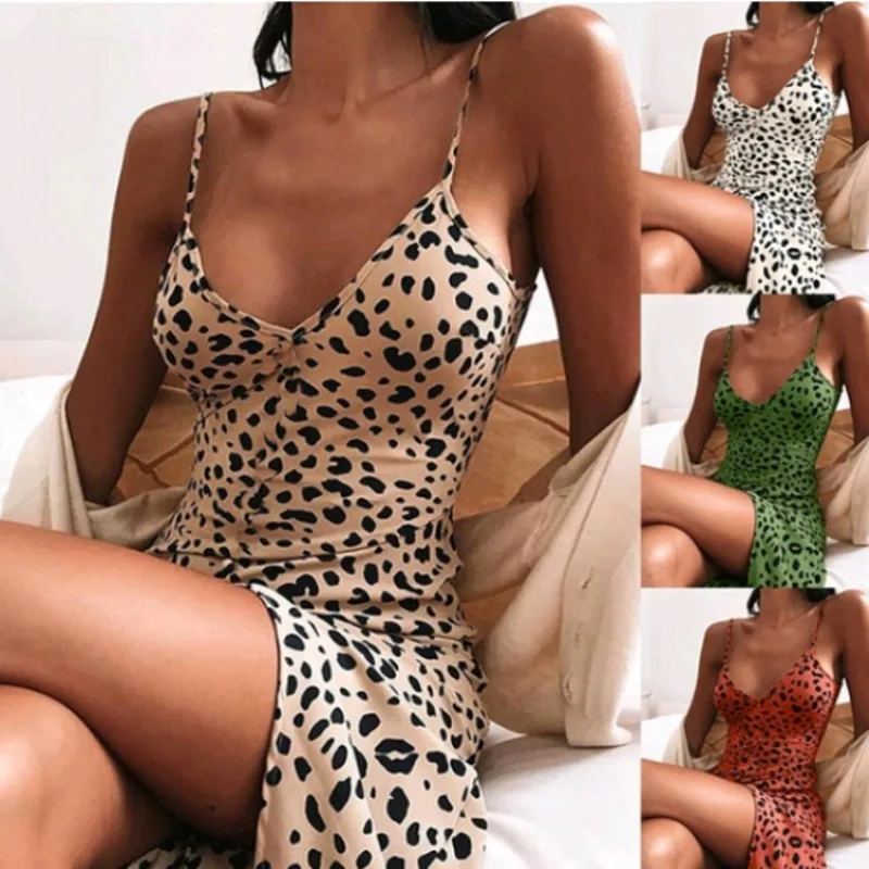 

2024 Woman Traf Printed Dress Sexy Leopard Dresses Fashion Spaghetti Strap Slim-type Sheath Sling Floral Skirt Dance Party Dress