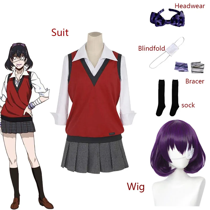 

Anime Ikishima Midari Cosplay Costume Kakegurui Compulsive Gambler Wigs Accessories Uniform Halloween Cos Costume Suit