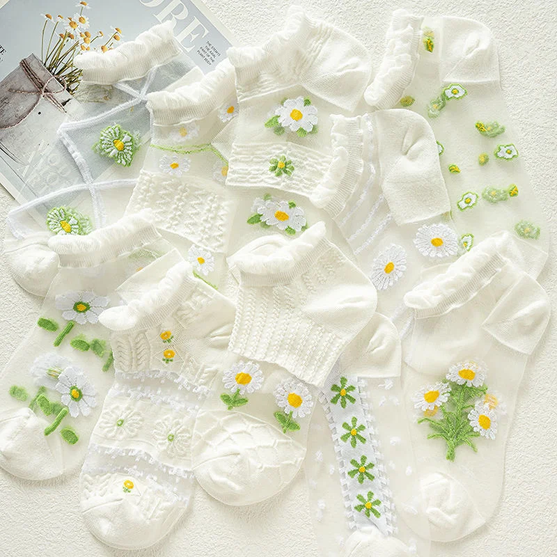 10pairs/lot Creative Chrysanthemum Embroidery Summer New Glass Silk Socks Transparent Thin Elastic Short Socks Gift New
10pairs/lot Creative Chrysanthemum Embroidery Summer New Glass Silk Socks Transparent Thin Elastic Short Socks Gift New