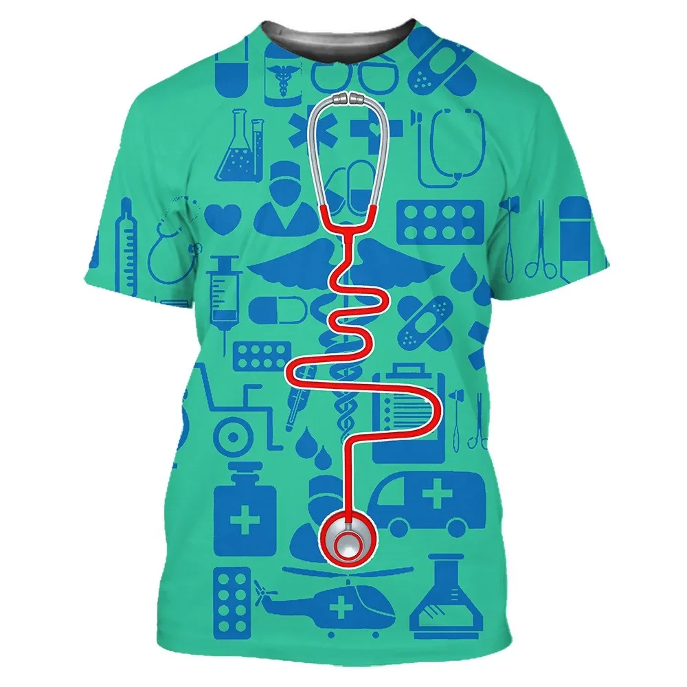 

Летние Молодежные футболки с 3d принтом для мужчин, забавная Женская мультяшная графика для больницы, Спортивная повседневная футболка, топы