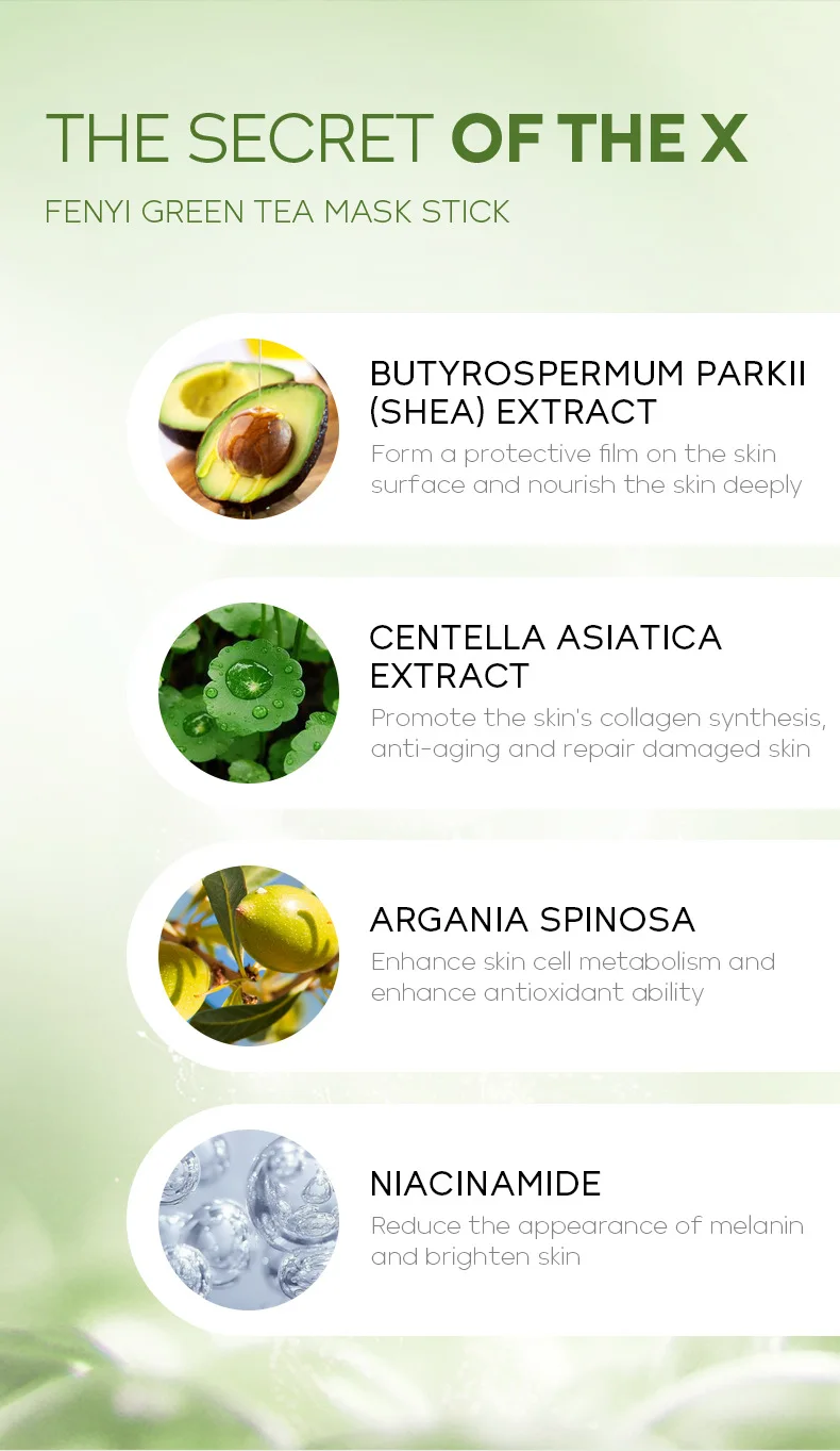 LAIKOU Cleansing Green Stick Green Tea Mask Stick Mask Purifying Clay Stick Mask Solid Mask Oil Control Anti-acne Whitening 40g 5 S41aa7291401444b1b098dffc746c780aB
