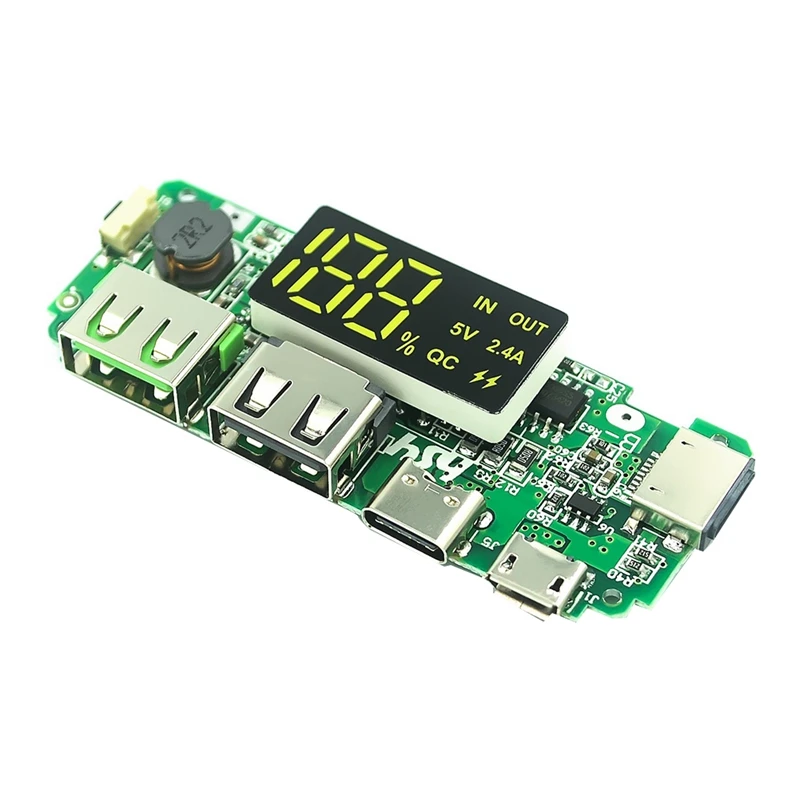 

18650 Lithium Battery Digital Display Charging Module 5V 2.4A Three Charging Port With Display Boost Module Durable Easy Install