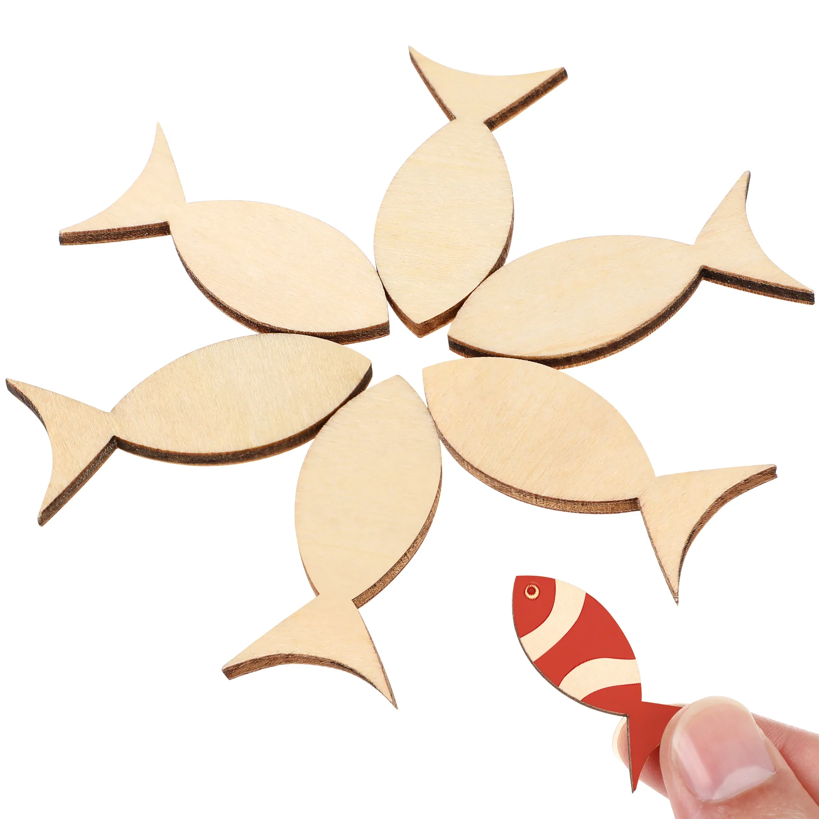 

100 Pcs Wooden Solid Fish Craft Embellishments Shape Tag Labels Plates Shapes Gift Card Making Chip Slices Crafts Tags