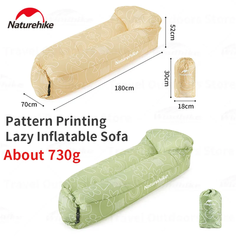 

Naturehike Inflatable Lazy Sofa 1 Person Camping Bed Lying Pattern Printing 730g Outdoor Ultralight Portable Comfort 2 Colors