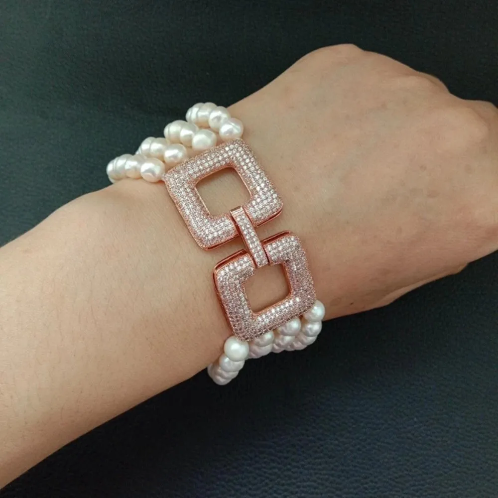 Handmade 4rows natural fashionable 7-8mm white freshwater pearl bracelet micro inlaid zircon clasp 20cm
Handmade 4rows natural fashionable 7-8mm white freshwater pearl bracelet micro inlaid zircon clasp 20cm