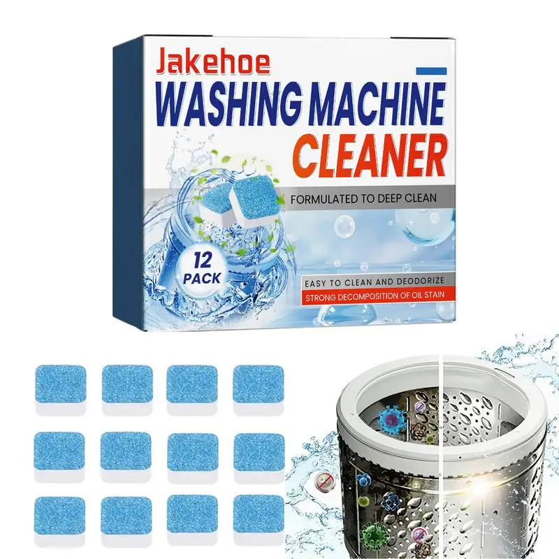 

12pcs Washer Deep Cleaning Tablets Machine Cleaning Dirt Cleaning Tablets Odor Removing Agent Laundry Deep Cleaning Tablets