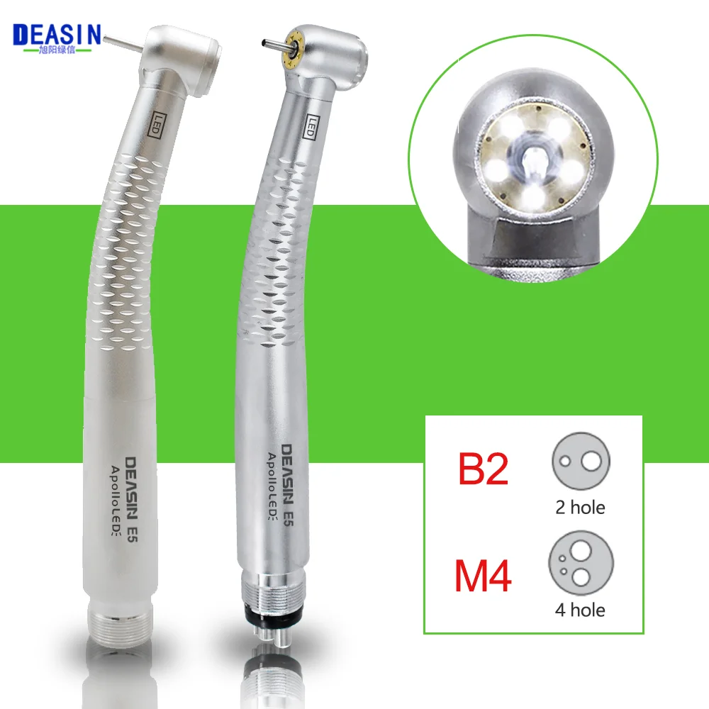 

Dental 5 LED High Speed Handpiece Air Turbina Cartridge Rotor Water Sprays push button Handpiece 2/4 Hole Dentistry Tool