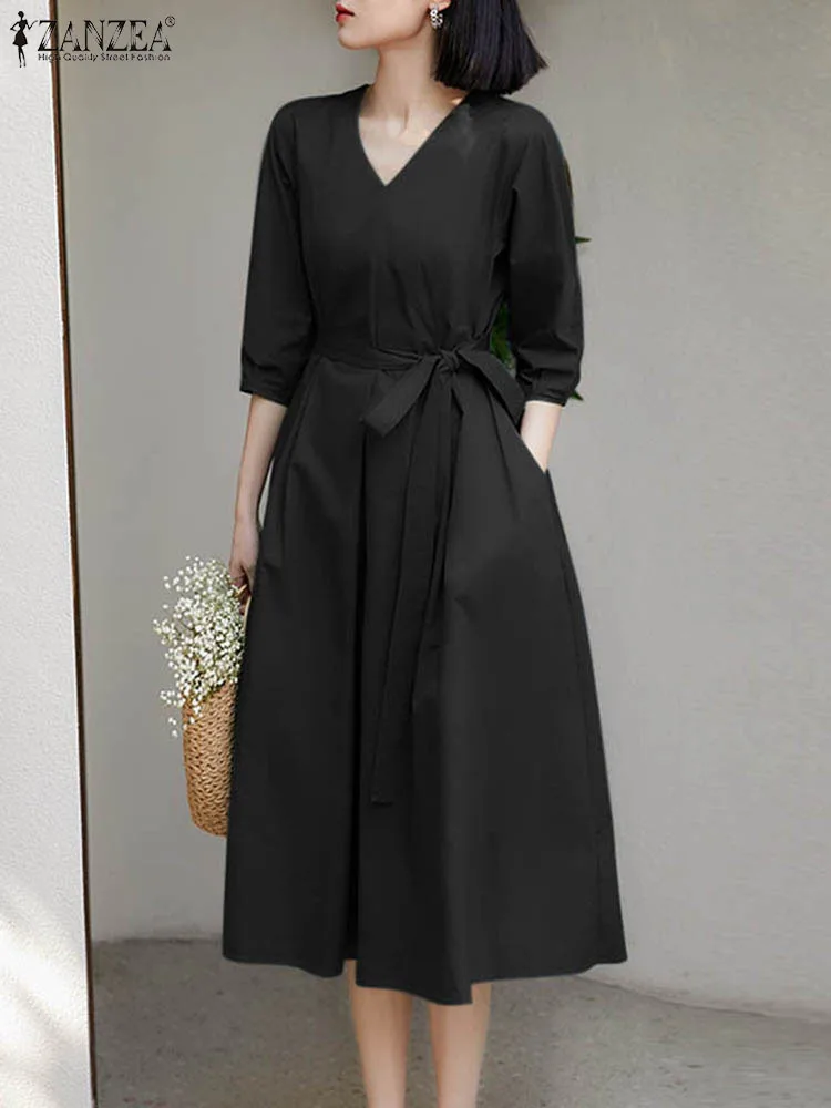 ZANZEA Summer Fashion A Line Dress Woman Short Sleeve V-Neck Dresses Casual Party Lace Up Sundress Femme Vintage Solid Midi Robe
ZANZEA Summer Fashion A Line Dress Woman Short Sleeve V-Neck Dresses Casual Party Lace Up Sundress Femme Vintage Solid Midi Robe