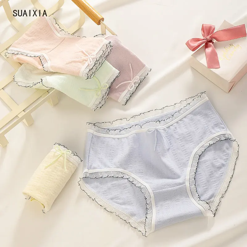 Simple Kawaii Floral Panties Japanese Cute Mid-waist Sexy Cute Lace Edge Ladies Panties Pink White Girl Comfortable Panties
Simple Kawaii Floral Panties Japanese Cute Mid-waist Sexy Cute Lace Edge Ladies Panties Pink White Girl Comfortable Panties