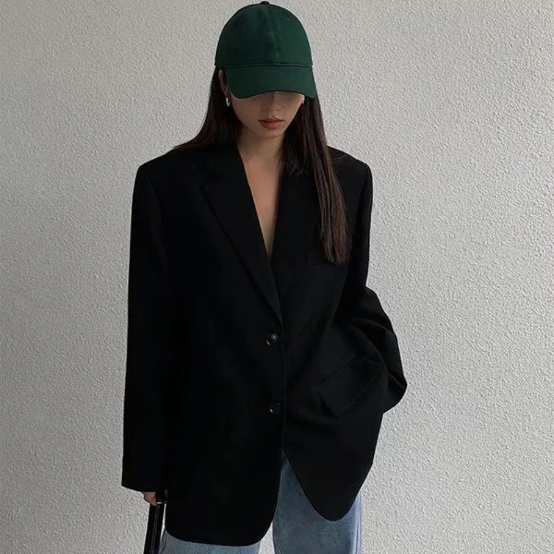 

Solid Jacket Dress Loose Female Coats and Jackets Over Outerwear Black Women's Blazers Long Korean Style Deals Clothing 2023 Hot