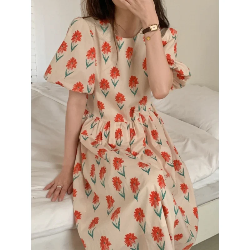 2023 New Women's Printed Bubble Sleeve Dress South Korea Fashion Waist Tie Round Ne High Waist Long Dress Elegant Party Dress
2023 New Women's Printed Bubble Sleeve Dress South Korea Fashion Waist Tie Round Ne High Waist Long Dress Elegant Party Dress