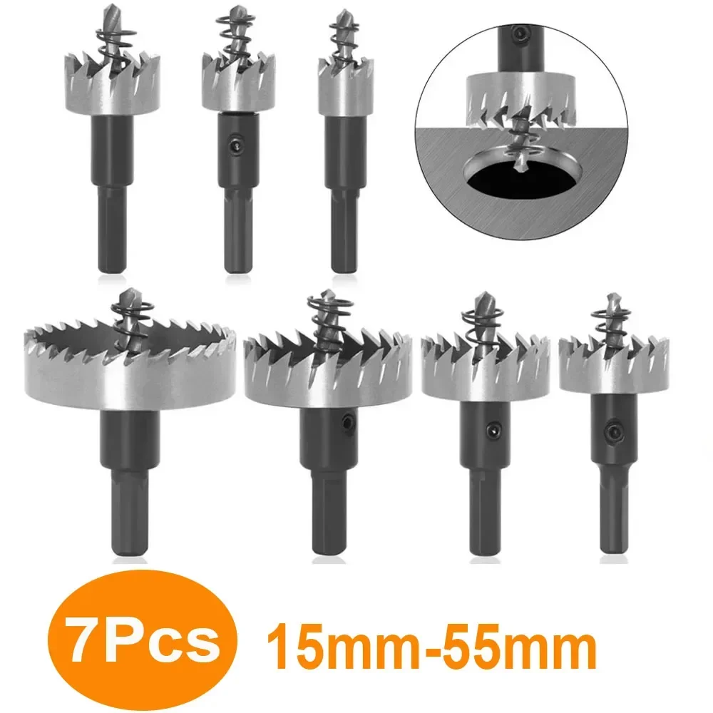 7Pcs 15-55mm High Speed Steel Hole Saw Drill Bit Set Hard Tip Metal Wood Cutter Opener Tool for Stainless Steel Iron Alloy
7Pcs 15-55mm High Speed Steel Hole Saw Drill Bit Set Hard Tip Metal Wood Cutter Opener Tool for Stainless Steel Iron Alloy