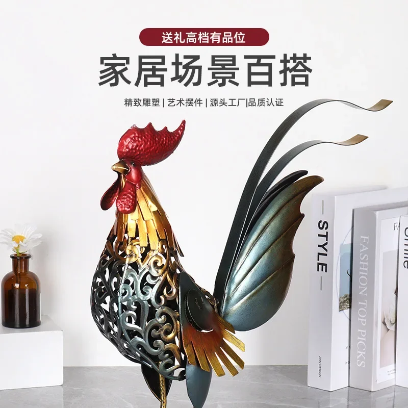 

Cross-border hot selling rooster ornaments, metal crafts, home decoration ornaments, wrought iron creativity, animal handicrafts