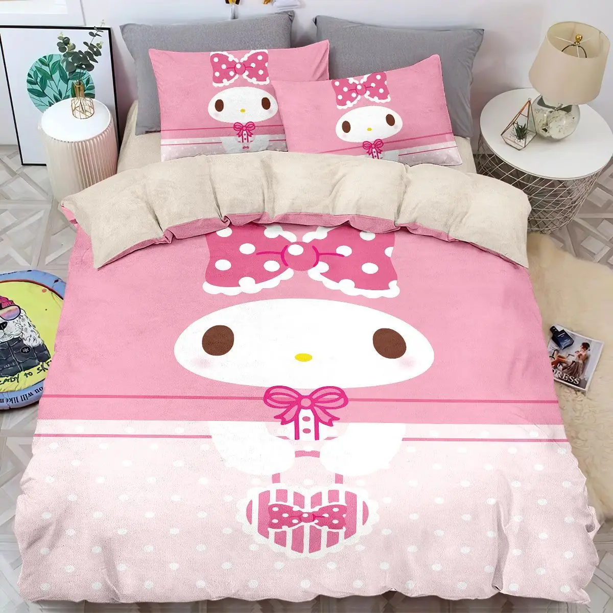Kawaii Sanrio Melody Hello Kitty молочный Бархатный комплект постельного белья из четырех предметов детский флисовый мультяшный теплый Пододеяльник Простыня наволочка
Kawaii Sanrio Melody Hello Kitty молочный Бархатный комплект постельного белья из четырех предметов детский флисовый мультяшный теплый Пододеяльник Простыня наволочка
