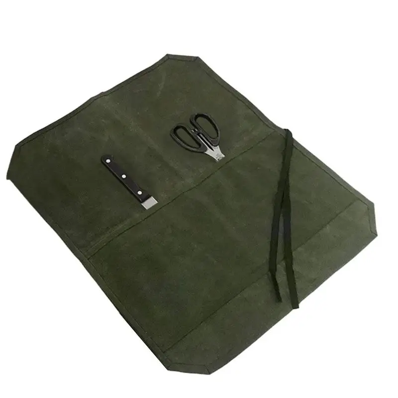 

Knives Holder Roll Bag Waxed Canvas Chef Knifes Roll Bag 7 Slots Durable Canvas Chef Knives Roll Bag Canvas Knifes Case With An