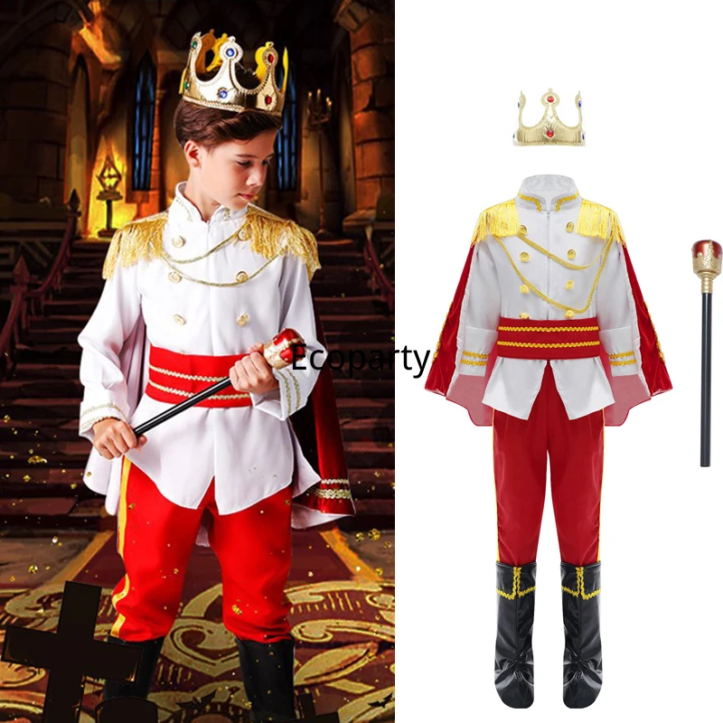 New Childs Medieval King Prince Cosplay Costume Boys Tops Pants Cape With Headband Suit Halloween Carnival Masquer Party Outfits
New Childs Medieval King Prince Cosplay Costume Boys Tops Pants Cape With Headband Suit Halloween Carnival Masquer Party Outfits