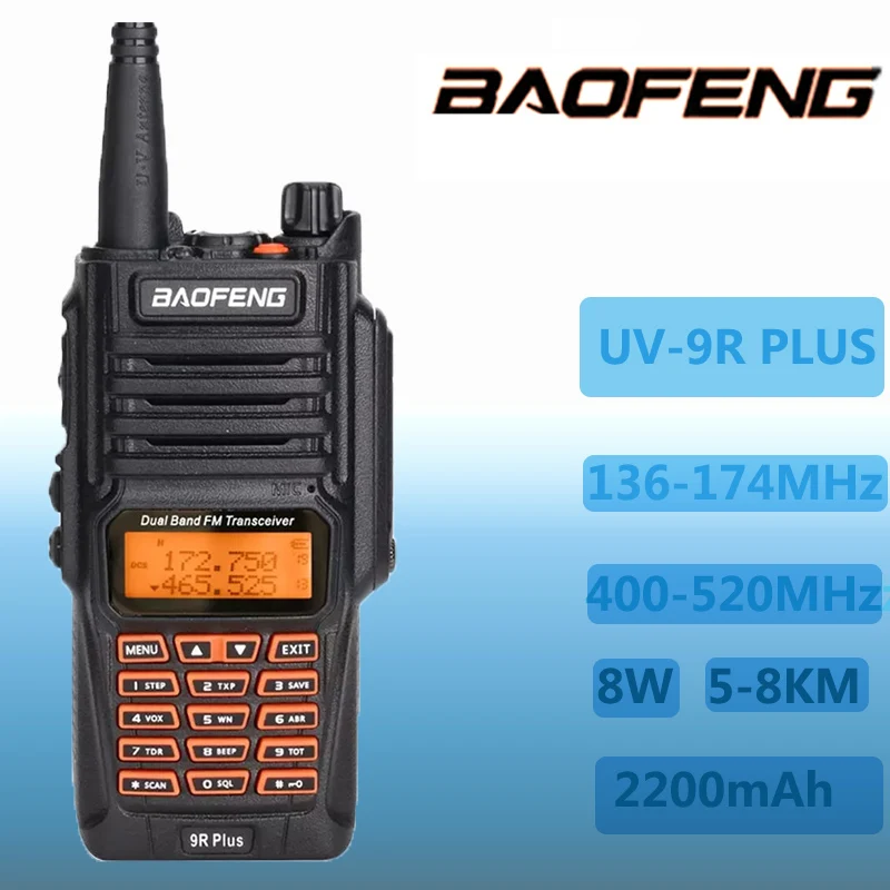 BAOFENG UV-9R PLUS Outdoor Radio High-Power IP67 Waterproof Long-Distance Communication Dust-Proof Fall-Proof Walkie Talkie
BAOFENG UV-9R PLUS Outdoor Radio High-Power IP67 Waterproof Long-Distance Communication Dust-Proof Fall-Proof Walkie Talkie