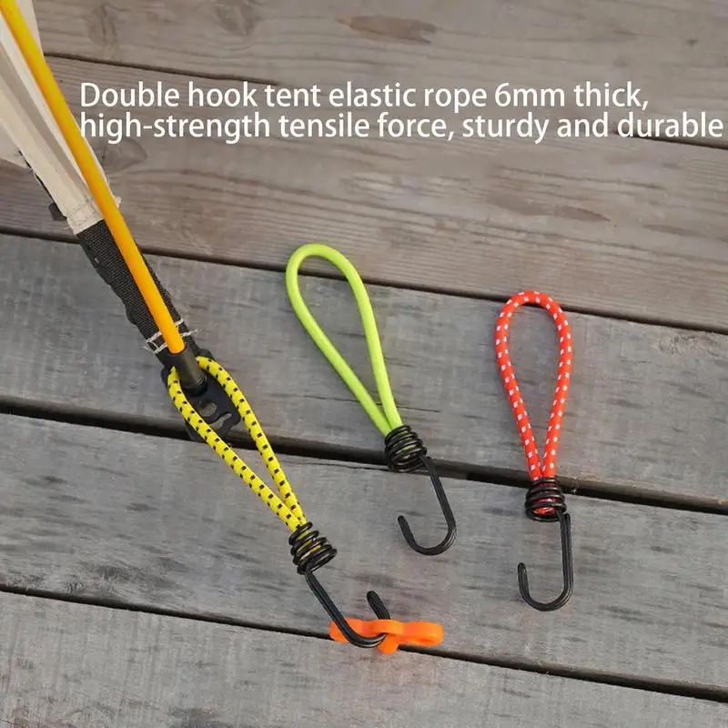 

Camping Tent Elastic Rope With Hook Short Bungee Cords Outdoor Canopy Tarp Fixation Elastic Stretch Rope Straps Camping Supplies