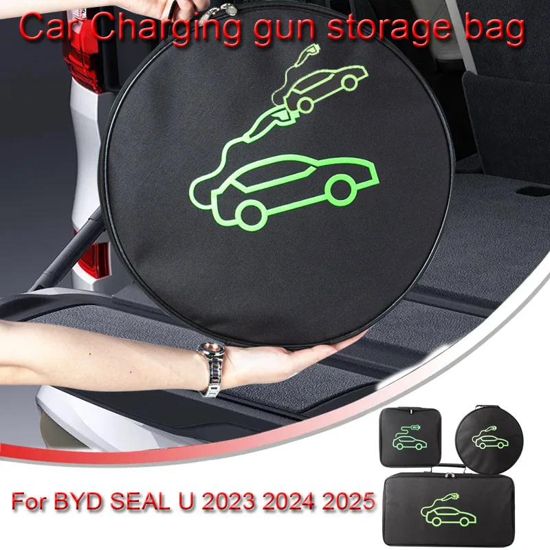 

For BYD SEAL U 2023 2024 EV Car Portable Charging Cable Storage Carry Bag Waterproof Retardant Trunk Storage Box Auto Accessory