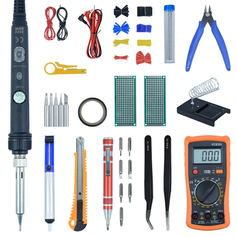 

80W Digital Electric Soldering Iron Set Kit 220V 110V Temperature Adjustable LCD Display Solder Welding Iron Tool Tips 60W/80W