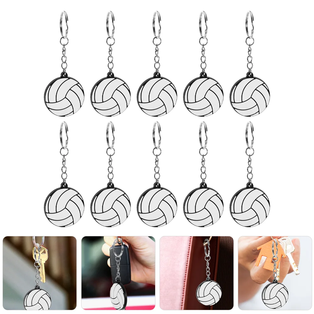 

10 Pcs Volleyball Keychain Fob Pendant Keychains for Players Sports Party Favors Ring Pvc Creative Keyrings