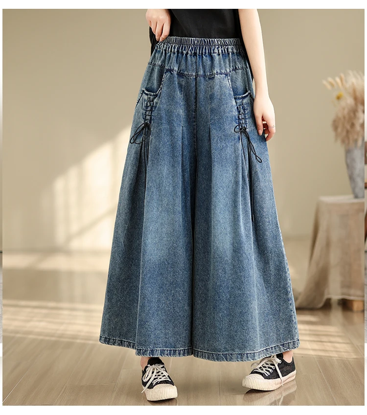 Jeans Oversized Spring Wide Leg Pant Women Elastic High Waist Casual Loose Ladies Trousers Fashion Irregular Pleated Woman Pants Jeans Oversized Spring Wide Leg Pant Women Elastic High Waist Casual Loose Ladies Trousers Fashion Irregular Pleated Woman Pants