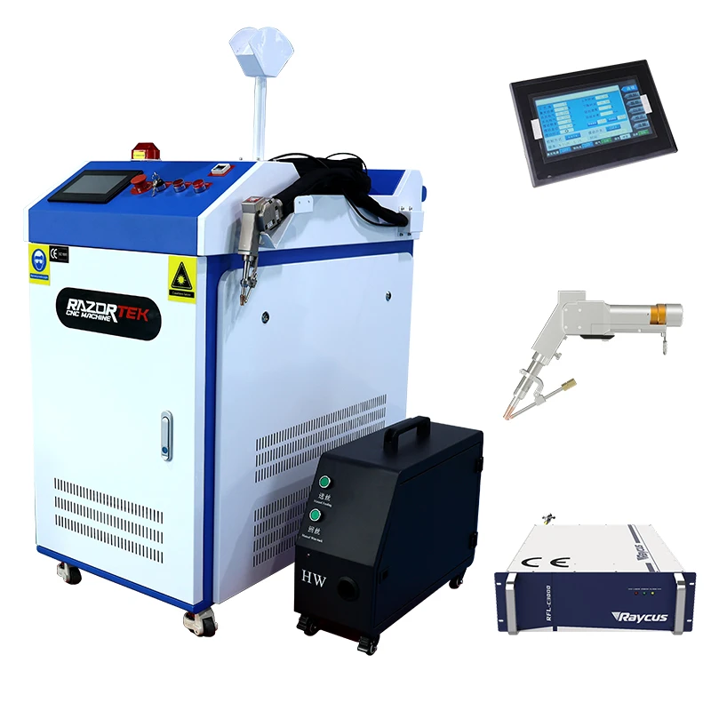 

In one laser machine for welding cutting cleaning Razortek CNC laser welding machine 2000w for metal processing