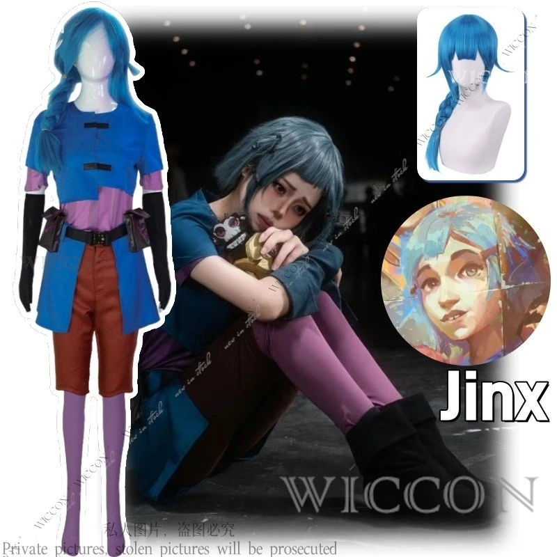 Jinx Anime Game LOL The Loose Cannon Cosplay Costume Wig Childhood Clothes Woman Coat Pants Blue Braid Wig Halloween Suit
Jinx Anime Game LOL The Loose Cannon Cosplay Costume Wig Childhood Clothes Woman Coat Pants Blue Braid Wig Halloween Suit