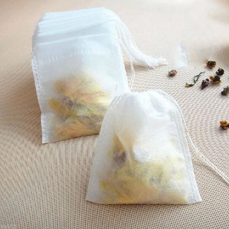 

100pcs/Lot Disposable Teabags Non-woven Fabric Tea Filter Bags for Spice Tea With Draw String Filter Paper for Herb Loose Tea