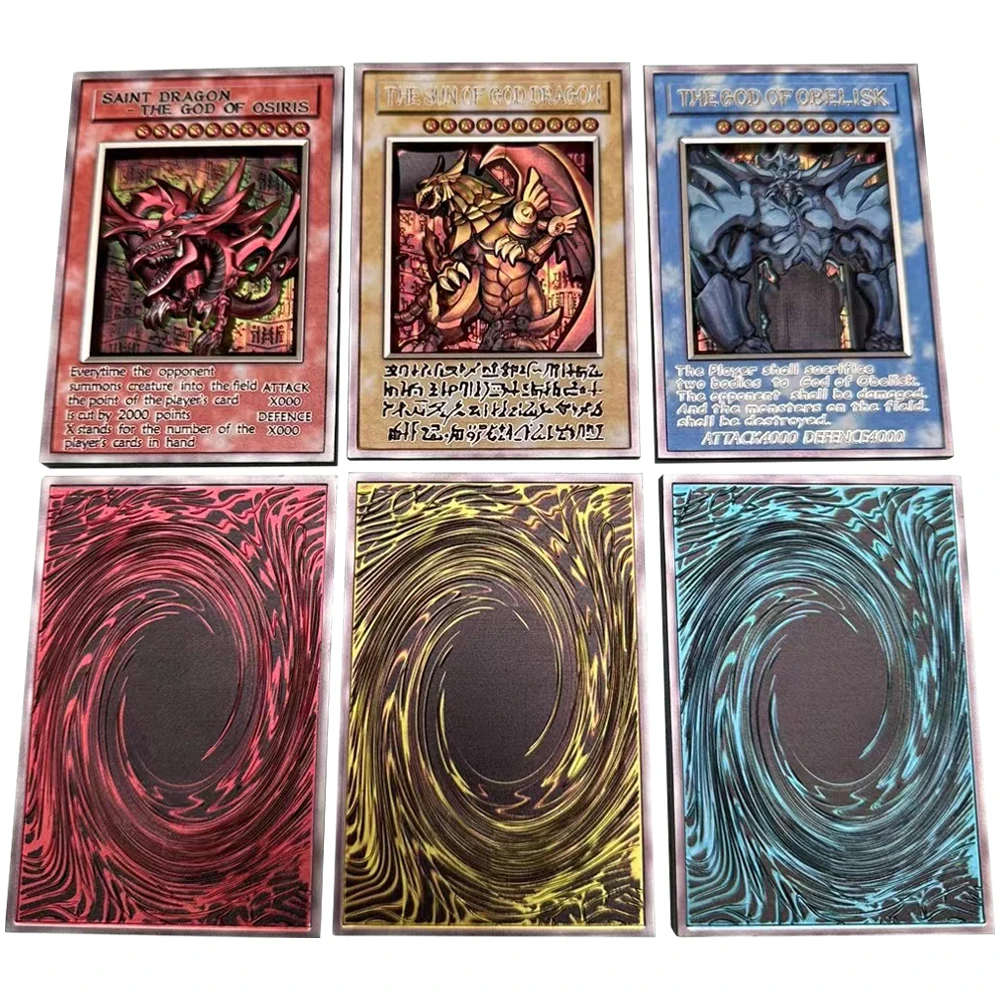 3 ModelsYu-Gi-Oh! Egyptian God Metal Card Obelisk the Tormentor Slifer the Sky Dragon Game Anime Collection Cards Diy Gift Toys
3 ModelsYu-Gi-Oh! Egyptian God Metal Card Obelisk the Tormentor Slifer the Sky Dragon Game Anime Collection Cards Diy Gift Toys