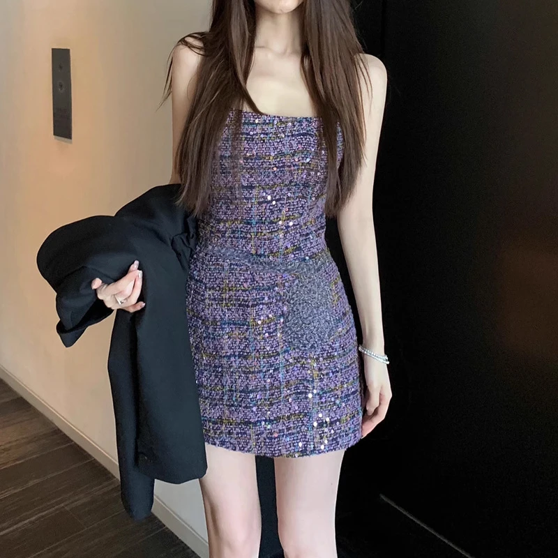

Летнее корейское модное пикантное мини-платье Y2k, милое короткое женское платье без рукавов, облегающее элегантное платье, шикарная верхняя одежда
