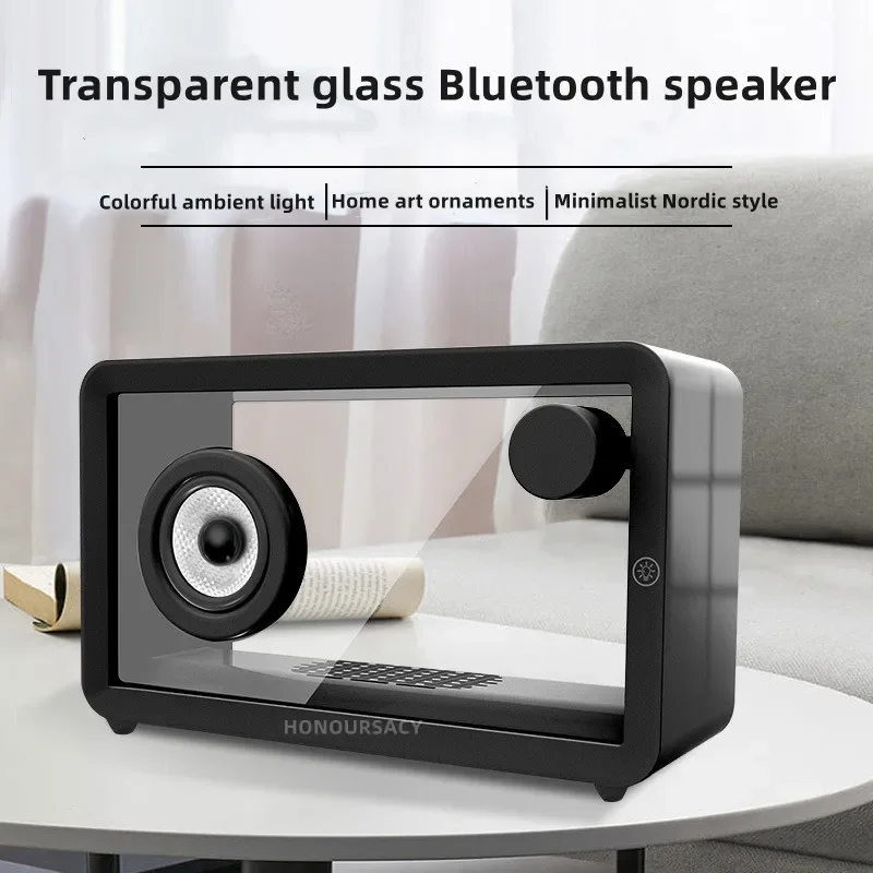 

Портативная Bluetooth-Колонка в стиле ретро, прозрачная колонка из органического стекла, Hi-Fi-динамик, звуковая панель, яркий окружающий светильник музыкальный плеер