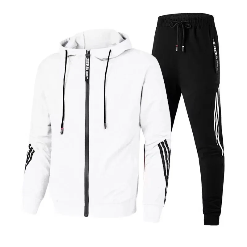 

New men's casual sports set, fashionable zippered jacket, men's and women's running sports set