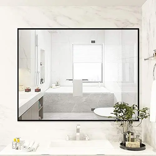 

Зеркало под раковину для ванной комнаты, большие прямоугольные современные зеркала с черной рамой размером 30 х40, Висячие горизонтально или вертикально