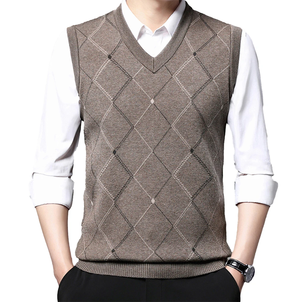 Winter Autumn Father Sweater Vest New Knit Tank Top V Neck Rhombus Printed Sleeveless Thicken Pullover Sweaters Vests For Men
Winter Autumn Father Sweater Vest New Knit Tank Top V Neck Rhombus Printed Sleeveless Thicken Pullover Sweaters Vests For Men