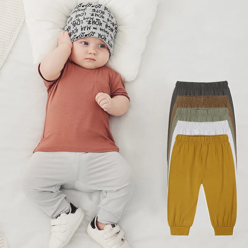 

2024 Newborns Pants Bamboo Baby Clothes Kids Girl Boys Trousers Clothes Cotton Outfit Children Spring Autumn Pantaloons 3M-3T