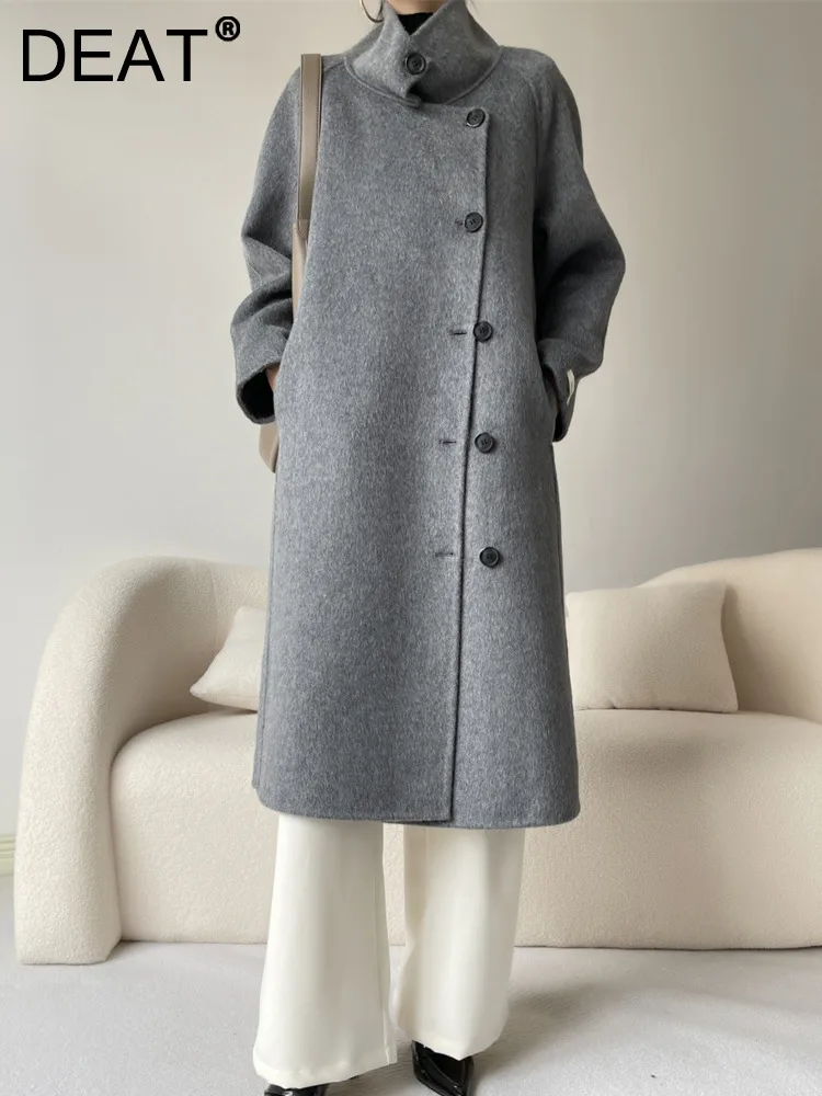 DEAT Fashion Women's Woolen Coat Stand Collar Belt Single Breasted Oblique Placket Pockets Loose Coats Winter 2023 New 7AB1328
DEAT Fashion Women's Woolen Coat Stand Collar Belt Single Breasted Oblique Placket Pockets Loose Coats Winter 2023 New 7AB1328