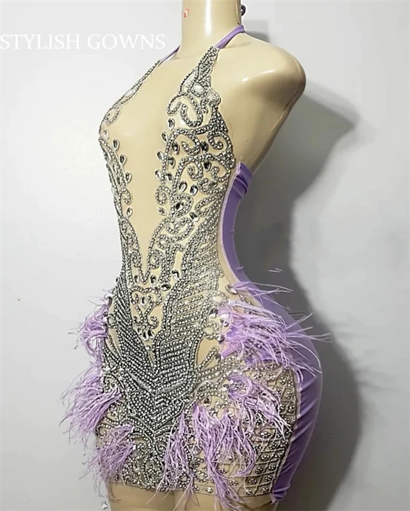 Purple Halter Short Prom Dresses Beaded Birthday Party Gowns Crystal Rhinestone Celebrity Dress Feathers Formal Mini Cocktail
Purple Halter Short Prom Dresses Beaded Birthday Party Gowns Crystal Rhinestone Celebrity Dress Feathers Formal Mini Cocktail