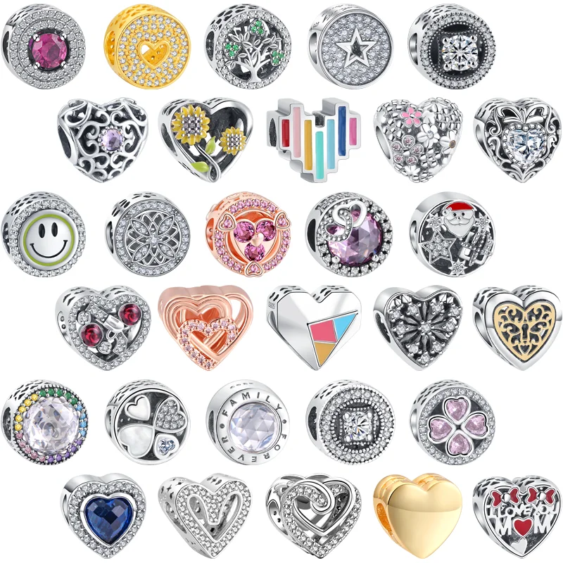 

New Arrivals 925 Sterling Silver Lucky Four Leaf Clover Sunflower Star Heart Charms Jewelry Beads Fit Original Pandora Bracelets