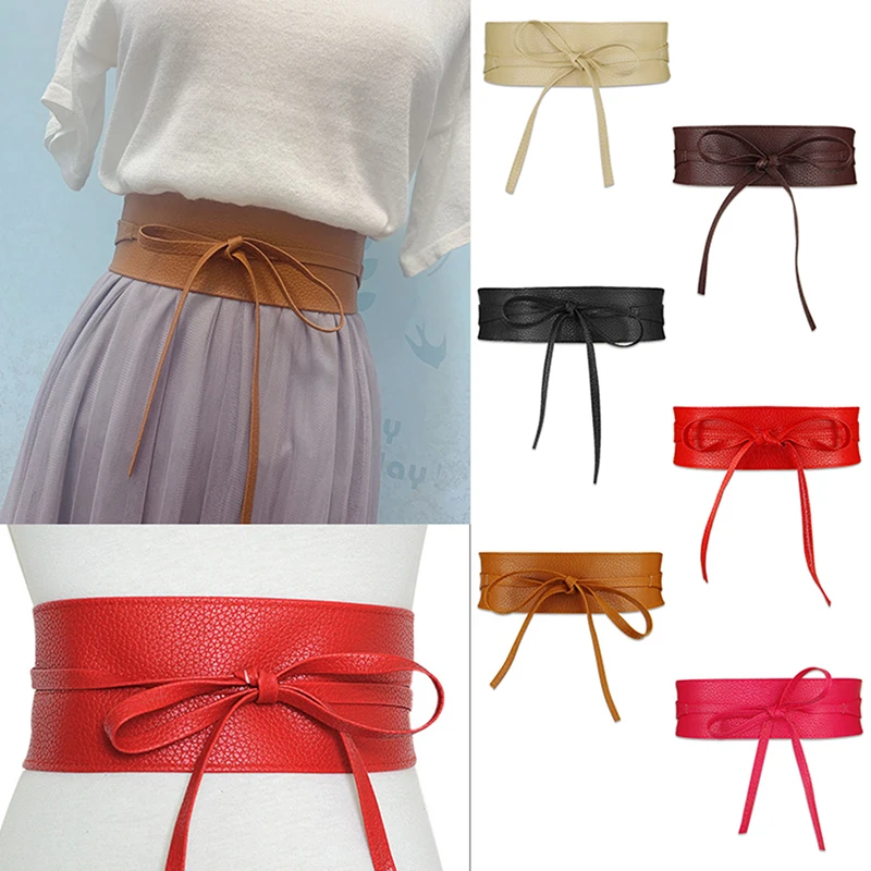 

Women Belt for Dress Leather Bowknot Wide Belts Simple Wrap Waistband Coat Corset Designer Luxury Brand Cummerbunds Waistbelt