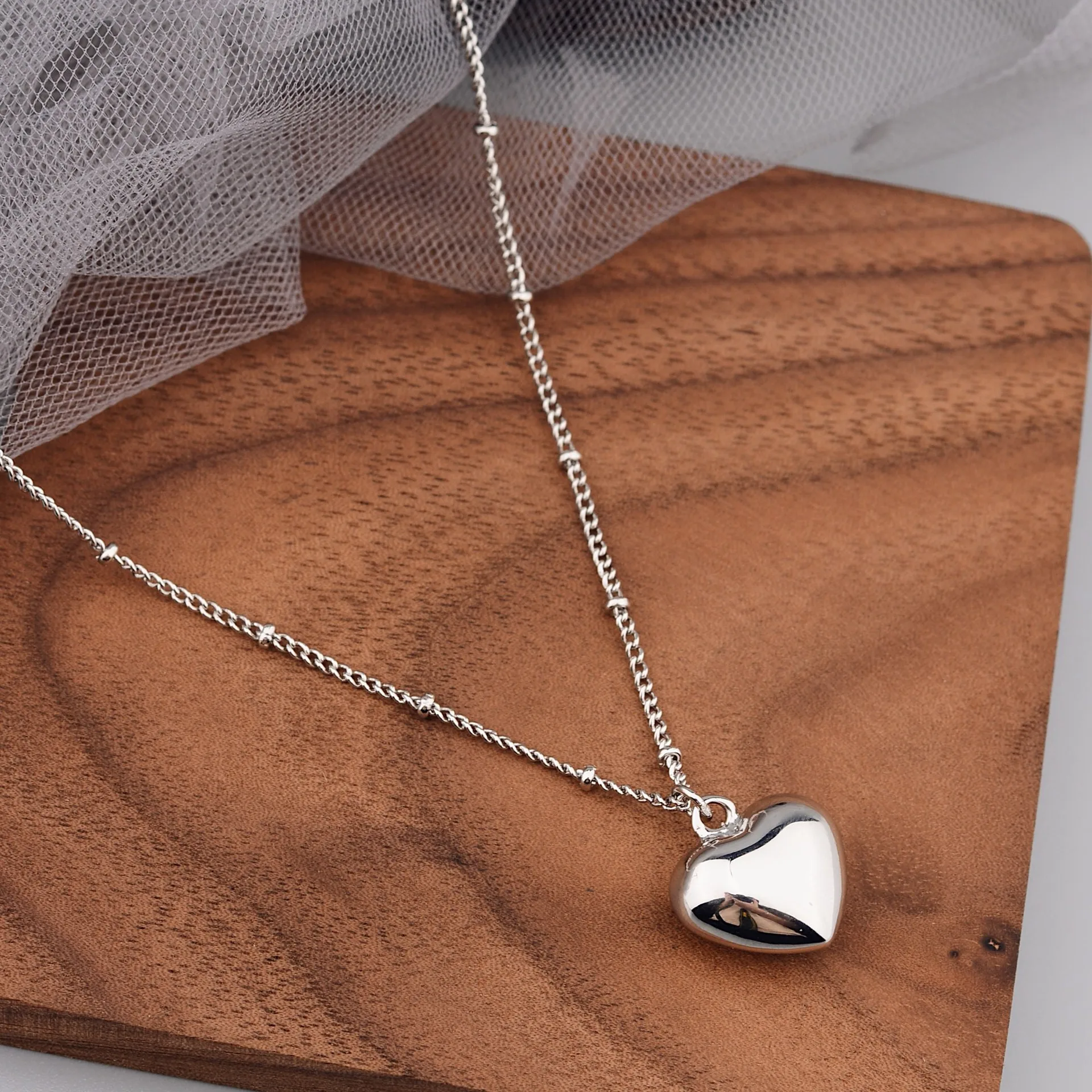 

925 Sterling Silver Heart Chain Choker Necklaces for Women Girls Lover Fine Jewelry Engagement Wedding Party Birthday Gift