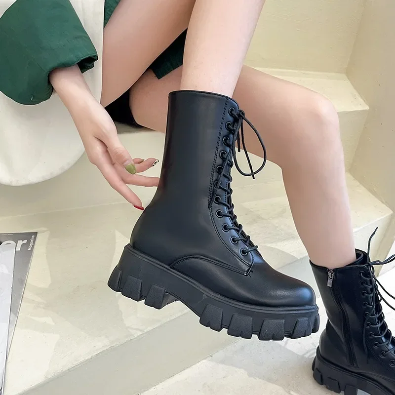 New Mid Calf Boots Women Autumn Winter Fashion Lace-up Ladies Chelsea Zipper Botas Mujer Boots Sports Platform Heel Ladies Shoes
New Mid Calf Boots Women Autumn Winter Fashion Lace-up Ladies Chelsea Zipper Botas Mujer Boots Sports Platform Heel Ladies Shoes