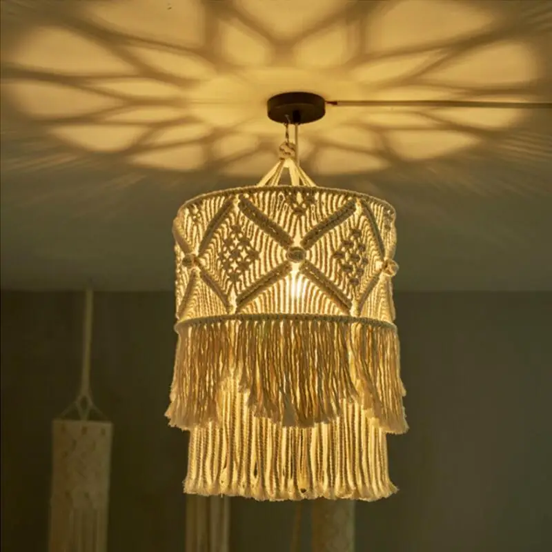 Bohemian Style Macrame Wall Hanging Lampshade Handmade Woven Cotton Retro Lamp For Room Decor Bedroom Living Room Decoration
Bohemian Style Macrame Wall Hanging Lampshade Handmade Woven Cotton Retro Lamp For Room Decor Bedroom Living Room Decoration