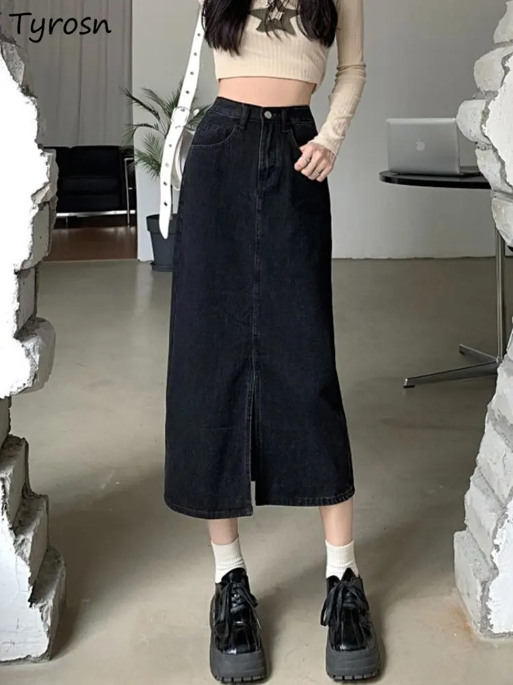 Skirts Women Classic Denim Faldas Autumn All-match Korean Style Retro Simple Midi Slit Basic Ladies Elegant Stylish Leisure New
Skirts Women Classic Denim Faldas Autumn All-match Korean Style Retro Simple Midi Slit Basic Ladies Elegant Stylish Leisure New