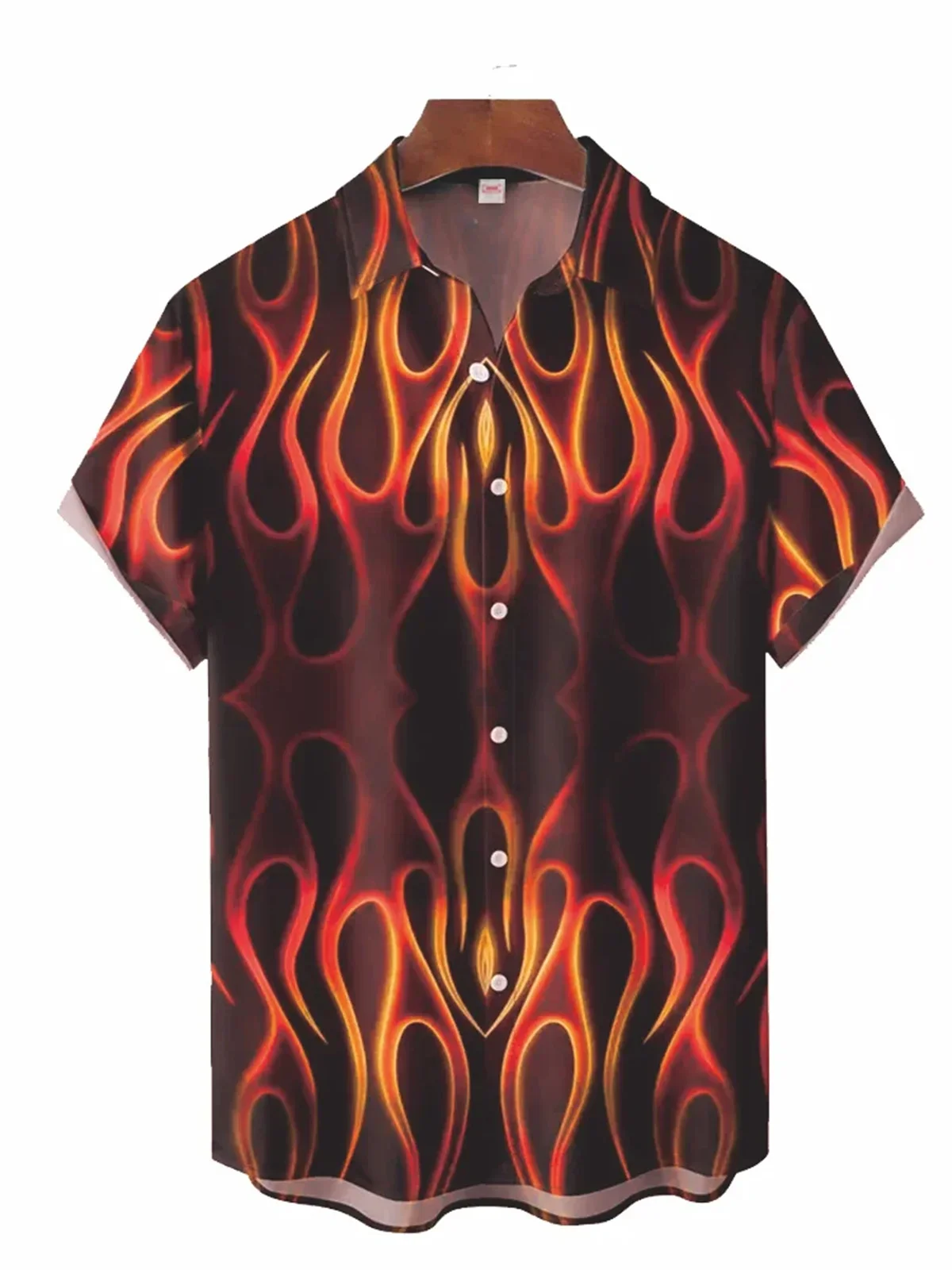 

Красочная Мужская рубашка с коротким рукавом и принтом пламени, гавайская пляжная Мужская модная быстрая повседневная мужская рубашка, новый стиль 2024