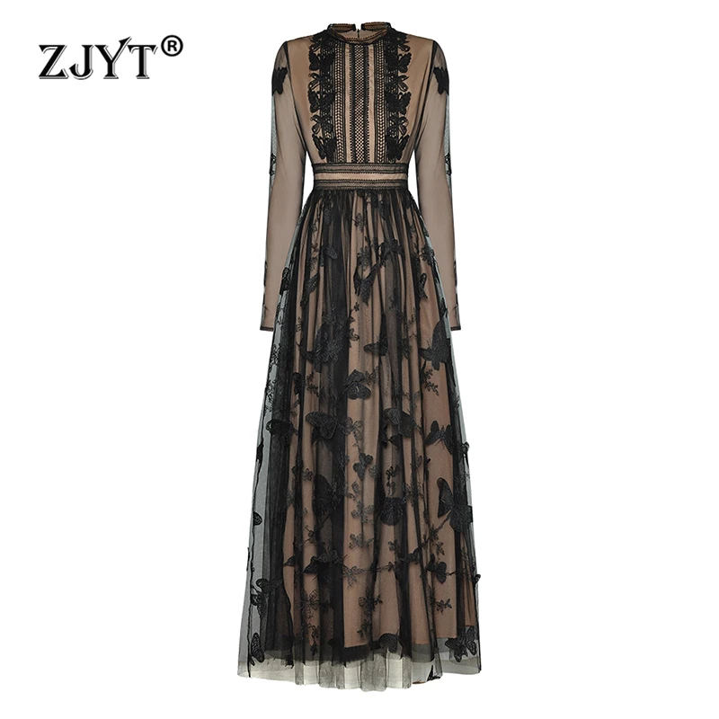 Элегантное Сетчатое длинное вечернее женское платье ZJYT с вышивкой, весеннее сексуальное платье макси для особых случаев, черное платье с длинным рукавом, 2024
Элегантное Сетчатое длинное вечернее женское платье ZJYT с вышивкой, весеннее сексуальное платье макси для особых случаев, черное платье с длинным рукавом, 2024