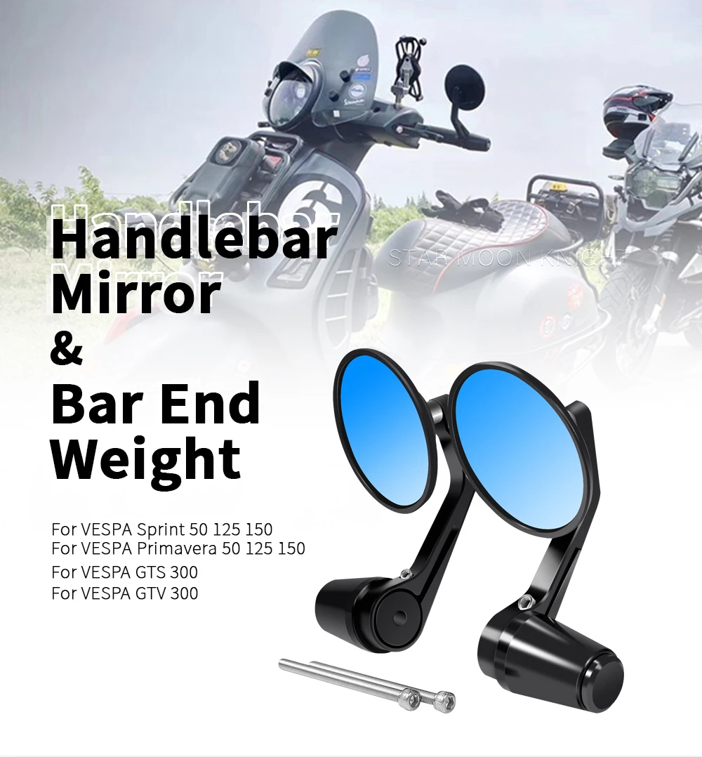 For VESPA Sprint Primavera 50 125 150 GTS GTV 300 Motorcycle Round Handlebar Bar End Rear View Mirrors Blue Glass
For VESPA Sprint Primavera 50 125 150 GTS GTV 300 Motorcycle Round Handlebar Bar End Rear View Mirrors Blue Glass